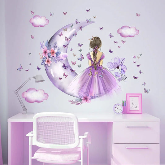 PrincesseSticker™ - Lune Mauve - Berceaudebebe